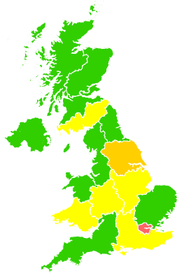Click on a region for air pollution levels for 03/06/1993