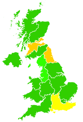 Click on a region for air pollution levels for 03/06/1998