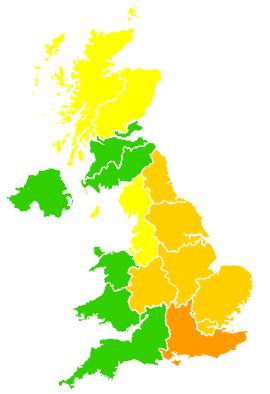 Click on a region for air pollution levels for 03/06/2007