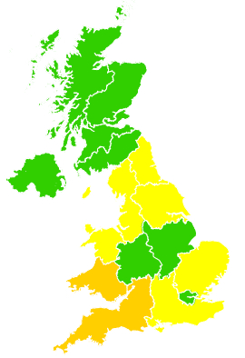 Click on a region for air pollution levels for 03/06/2009