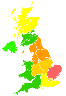 Click on a region for air pollution levels for 03/07/1994