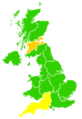 Click on a region for air pollution levels for 03/07/1998