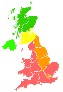 Click on a region for air pollution levels for 03/07/2006