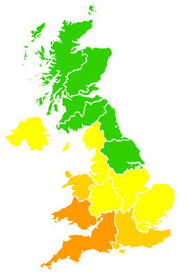 Click on a region for air pollution levels for 03/07/2018