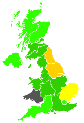 Click on a region for air pollution levels for 03/08/1991