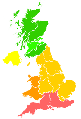 Click on a region for air pollution levels for 03/08/1995