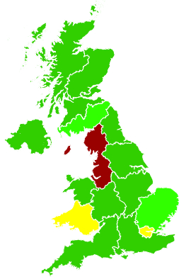 Click on a region for air pollution levels for 03/08/2000