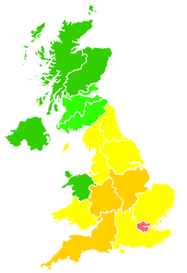 Click on a region for air pollution levels for 03/08/2003