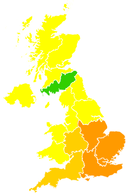Click on a region for air pollution levels for 03/08/2004