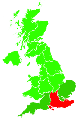 Click on a region for air pollution levels for 03/08/2005
