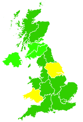 Click on a region for air pollution levels for 03/08/2008