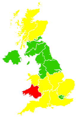 Click on a region for air pollution levels for 03/08/2015