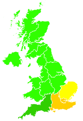 Click on a region for air pollution levels for 03/08/2018