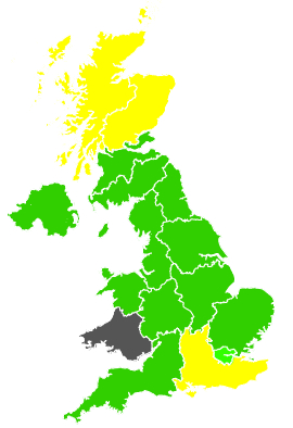 Click on a region for air pollution levels for 03/09/1990