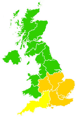 Click on a region for air pollution levels for 03/09/2004