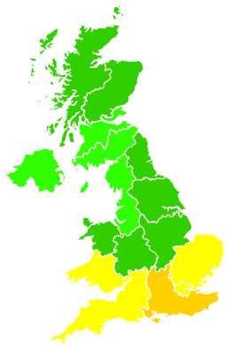 Click on a region for air pollution levels for 03/09/2018