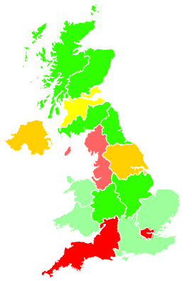 Click on a region for air pollution levels for 03/11/1993