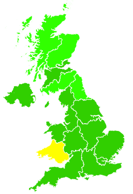 Click on a region for air pollution levels for 03/11/2005