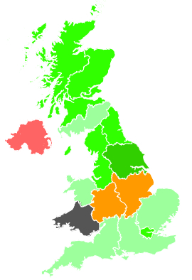 Click on a region for air pollution levels for 03/12/1991