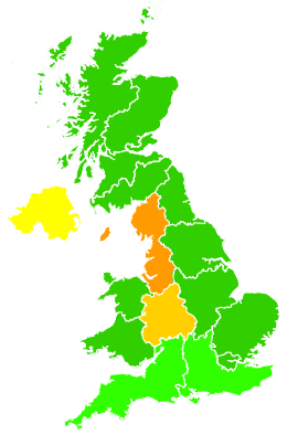 Click on a region for air pollution levels for 03/12/1998