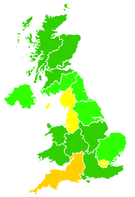 Click on a region for air pollution levels for 03/12/2004