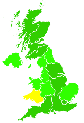 Click on a region for air pollution levels for 03/12/2019