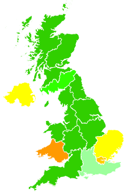 Click on a region for air pollution levels for 04/02/1993