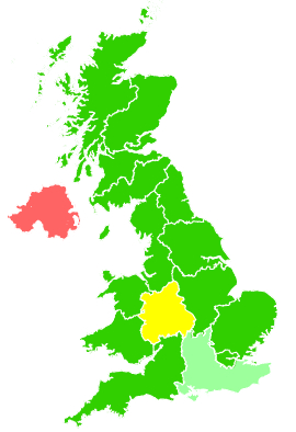 Click on a region for air pollution levels for 04/03/1993