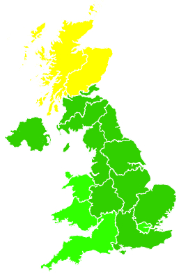 Click on a region for air pollution levels for 04/03/1996