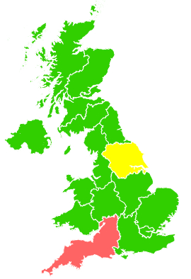 Click on a region for air pollution levels for 04/03/2000