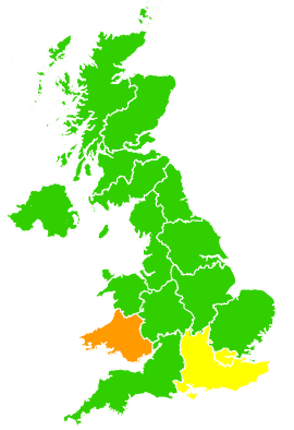 Click on a region for air pollution levels for 04/04/1995