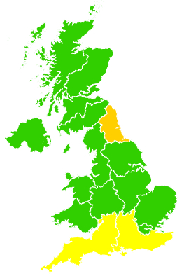 Click on a region for air pollution levels for 04/04/1998