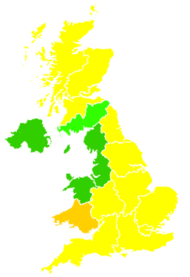 Click on a region for air pollution levels for 04/05/2007