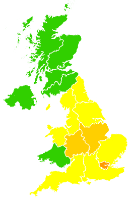 Click on a region for air pollution levels for 04/06/1993