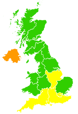 Click on a region for air pollution levels for 04/06/1998