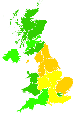 Click on a region for air pollution levels for 04/07/1994