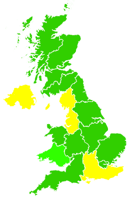 Click on a region for air pollution levels for 04/07/2000