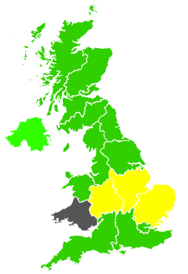 Click on a region for air pollution levels for 04/08/1991