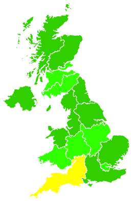Click on a region for air pollution levels for 04/08/1993