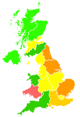 Click on a region for air pollution levels for 04/08/1994