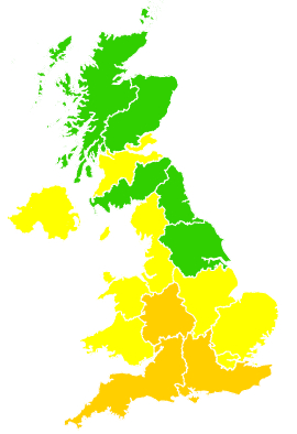 Click on a region for air pollution levels for 04/08/1996