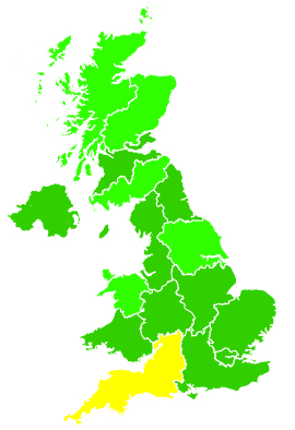 Click on a region for air pollution levels for 04/08/1997