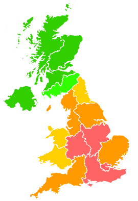 Click on a region for air pollution levels for 04/08/2003