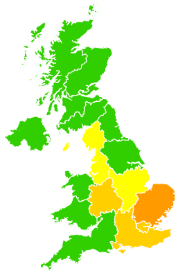 Click on a region for air pollution levels for 04/08/2004