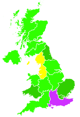 Click on a region for air pollution levels for 04/08/2005