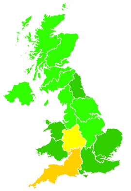 Click on a region for air pollution levels for 04/08/2010
