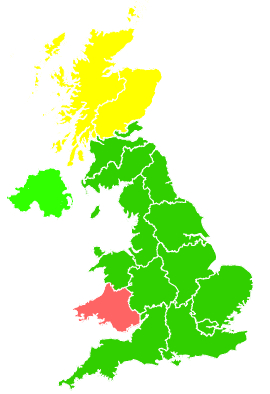 Click on a region for air pollution levels for 04/08/2015