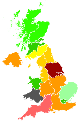 Click on a region for air pollution levels for 04/09/1991