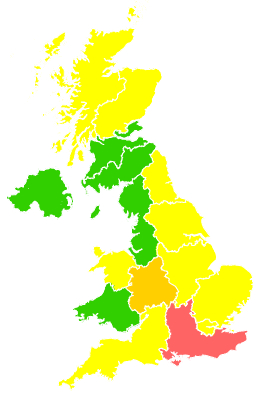 Click on a region for air pollution levels for 04/09/2002