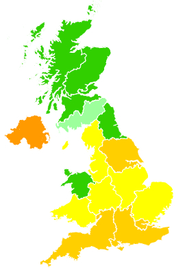 Click on a region for air pollution levels for 04/09/2003